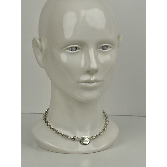 Tiffany & Co Sterling Silver Oval Choker Tag Necklace 15.5" - Picture 2 of 7